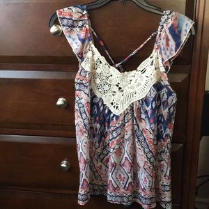 Multi-colored lace top